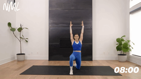 Women performing a kneeling hip flexor stretch.