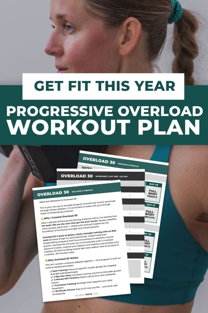 Woman holding dumbbell at chest after completing progressive overload program