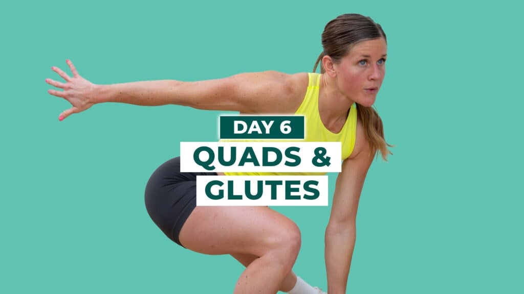 Woman performing lateral lunge as part of quad and glute workout