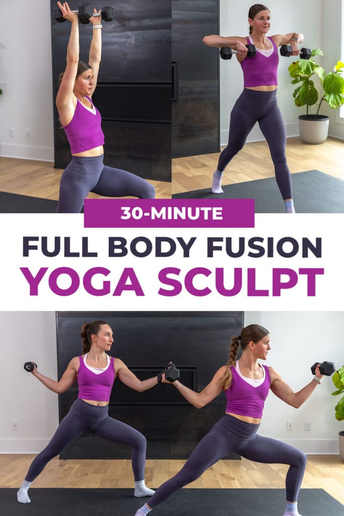 Three images from full body sculpt workout