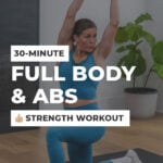 Woman performing dumbbell chop as part of full body ab workout