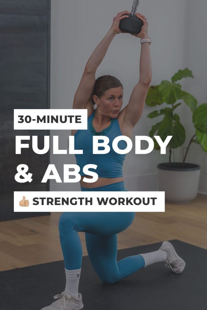 Woman performing dumbbell chop as part of full body ab workout