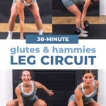 three exercises from glutes and hamstrings leg circuits