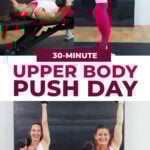 Three exercises from upper body push workout for women