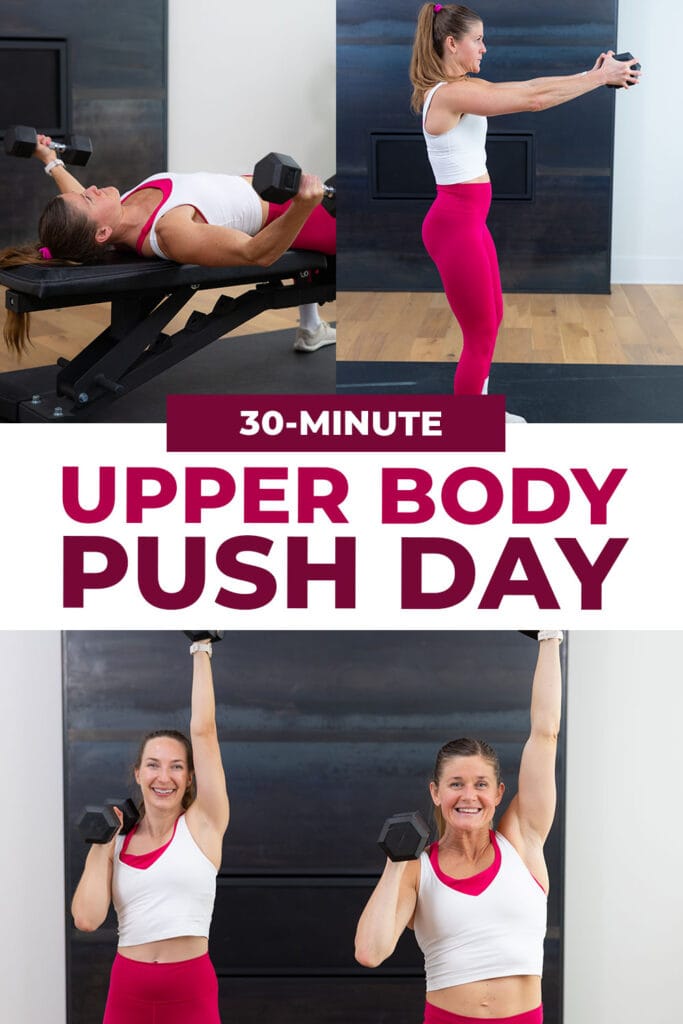 Three exercises from upper body push workout for women