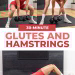Three exercises from a glute and hamstring workout at home