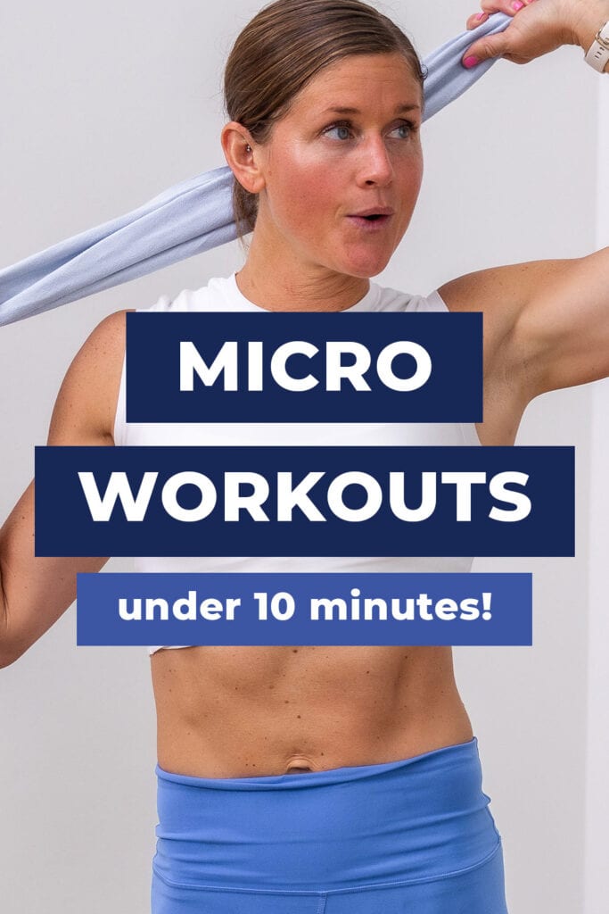 woman holding towel after finishing 10 minute micro workout 