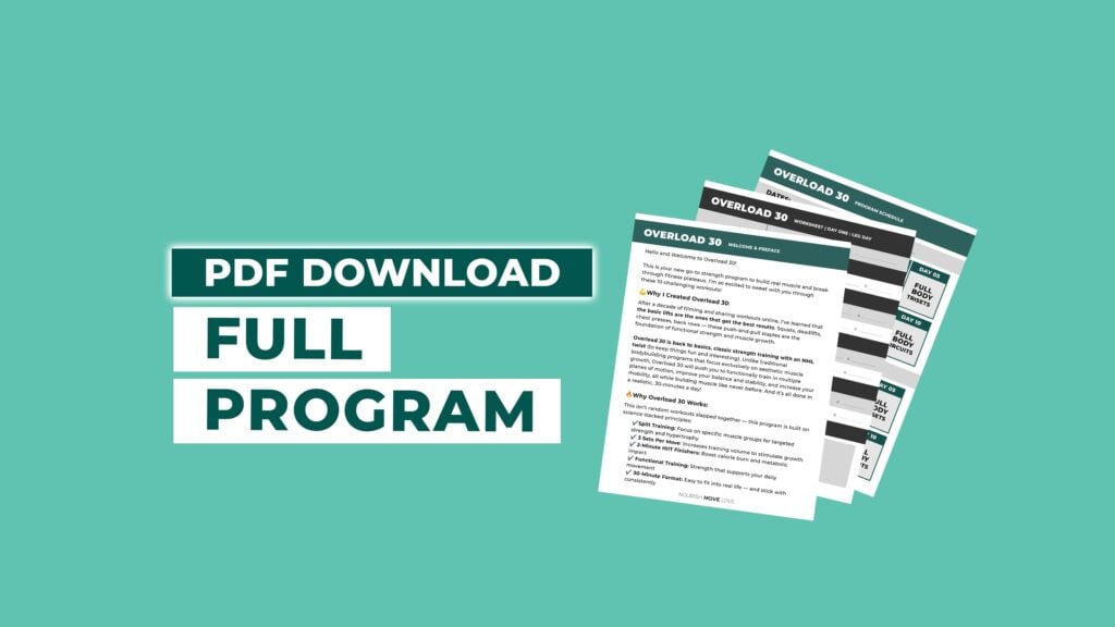 full program pdf download | images of Overload 30 tracking sheets and calendar