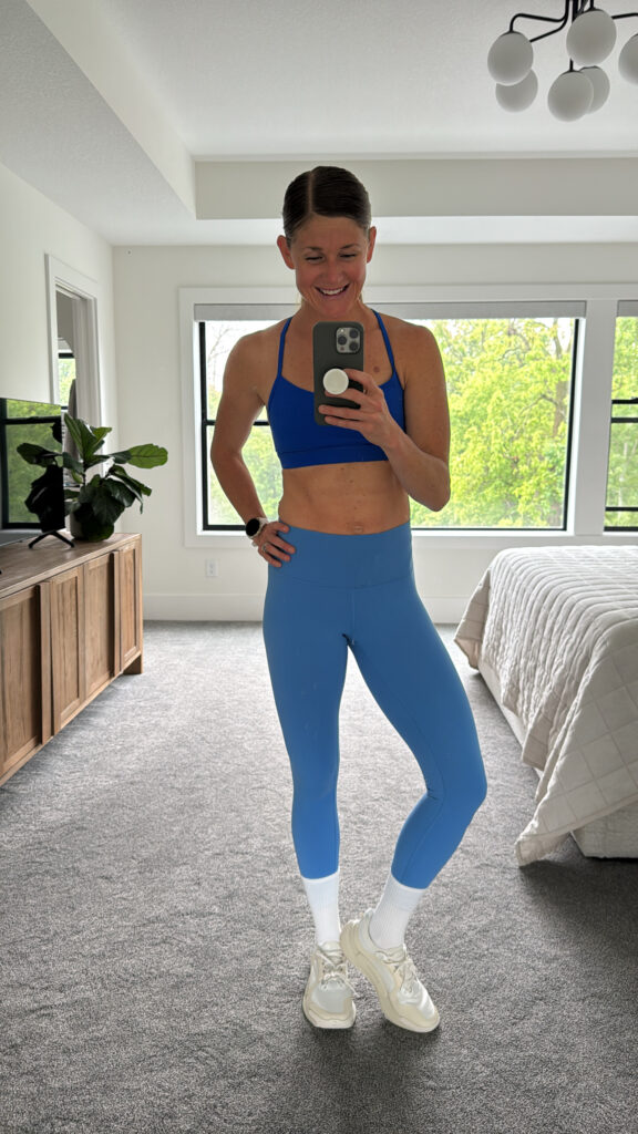 woman wearing lululemon flow Y bra nulu bra as part of review of best lululemon sports bras
