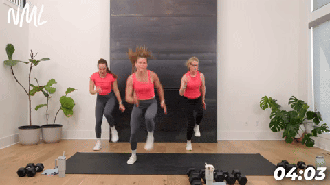 three women demonstrating how to do skaters in a full body circuit workout