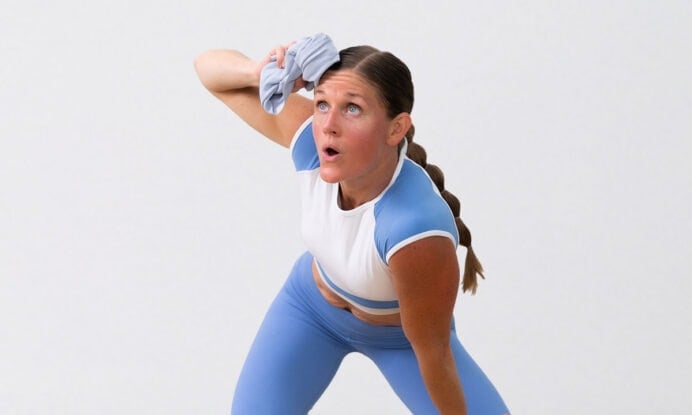 woman catching breath after completing 30 minute hiit workout at home