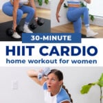 Three exercises from 30 minute hiit workout at home