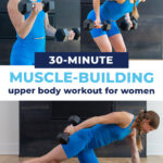 three dumbbell exercises from upper body triset workout for women