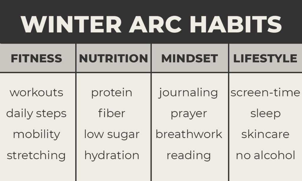 winter arc habits infographic