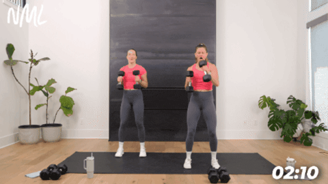 example of dumbbell punches to target chest and shoulder muscles