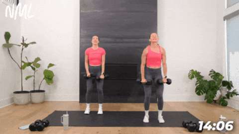 demonstration of lateral raise - arm workout with weights