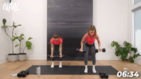 example of reverse grip back row as part of arm workout with weights