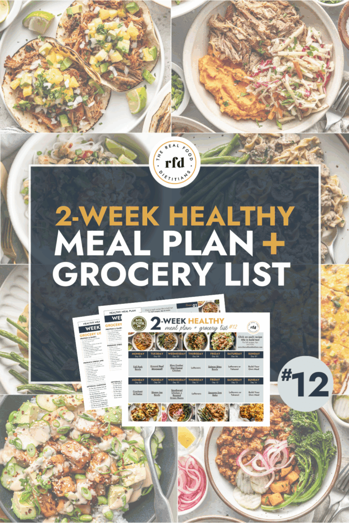 pdf calendar overlay of a 2 week calendar of a healthy meal plan to support protein and nutrition goals