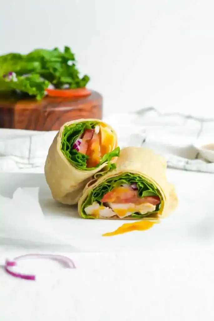 Honey Mustard Chicken Wraps as part of high protein wraps round up post