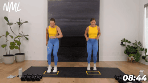 adult women performing front back hops to improve speed and agility