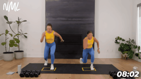women performing lunge  drops to target glutes and quads