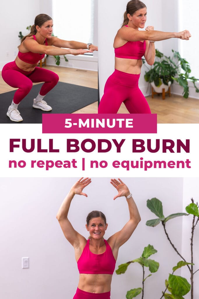 three exercises from 5 minute workout at home