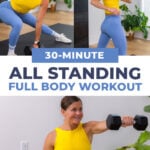 three exercises from standing cardio strength workout at home