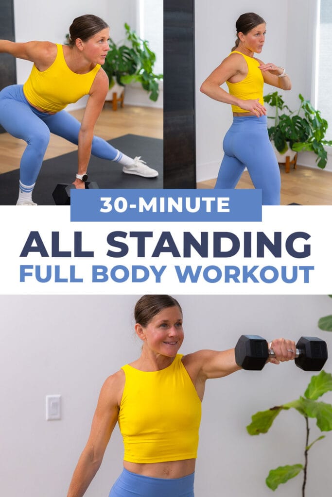 three exercises from standing cardio strength workout at home