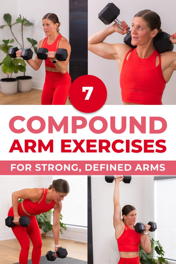 four arm exercises from compound arm workout for women