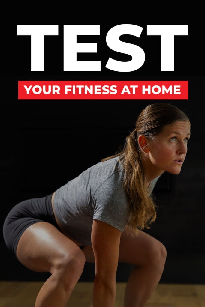woman performing squats as part of at home fitness test
