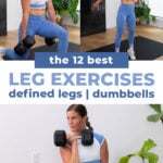 woman performing three standing leg exercises