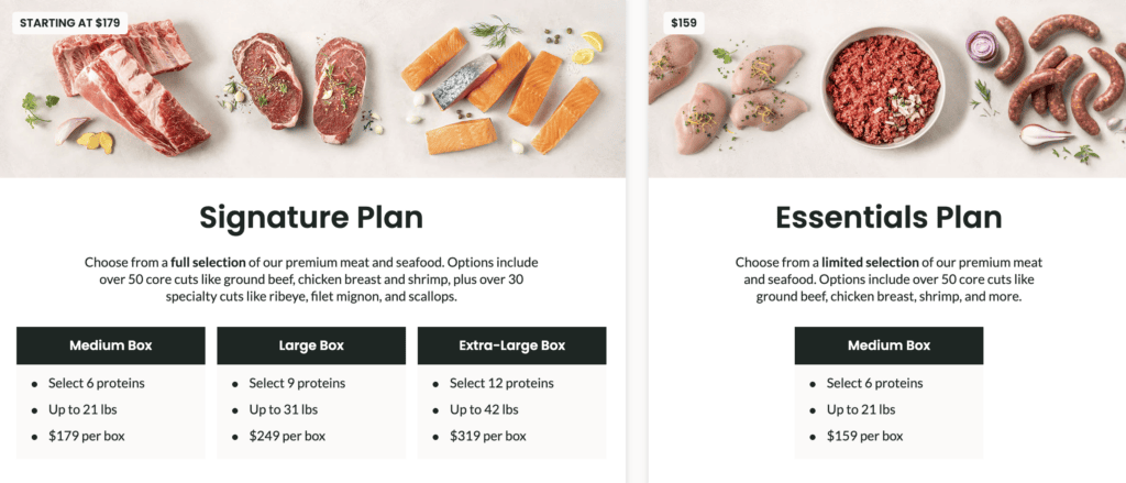 details about the signature and essentials plan for butcherbox