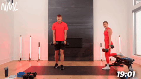man and woman performing a single leg deadlift to target the legs and glutes