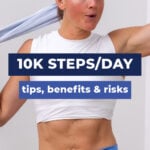 woman catching breath after completing step workout to get 10k steps in