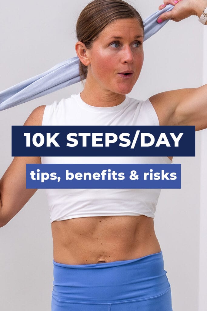 woman catching breath after completing step workout to get 10k steps in