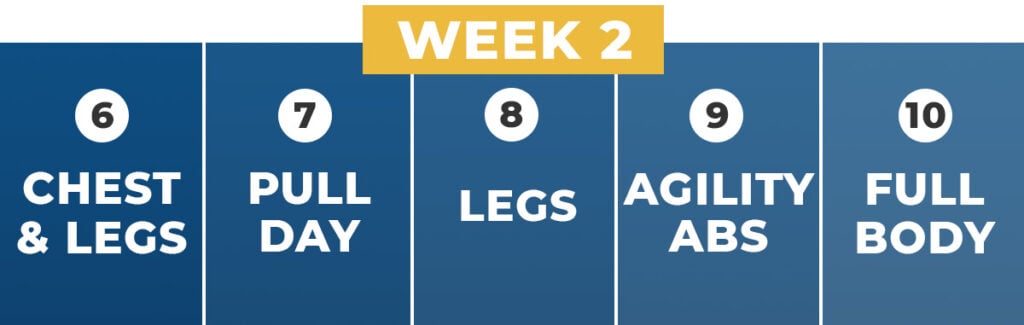 calendar with week 2 of athlete workout program