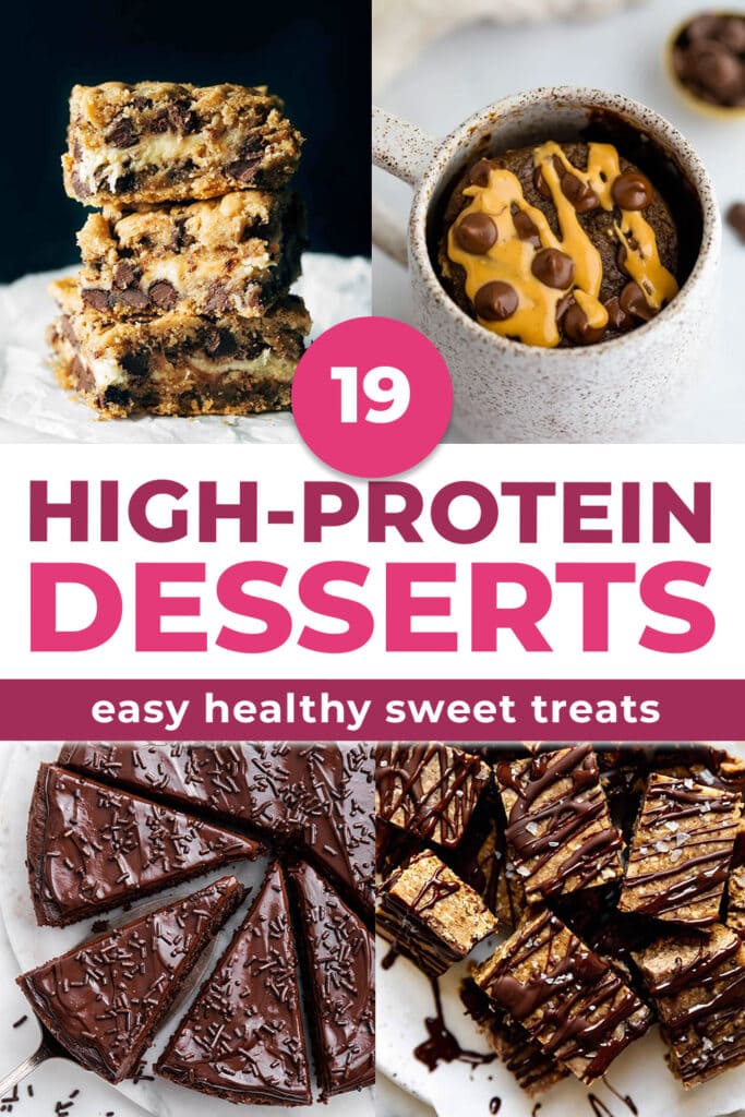 four examples of high protein desserts with chocolate