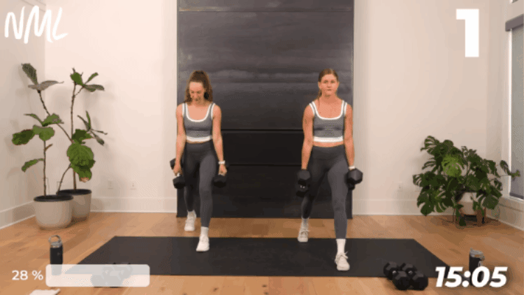 women performing a split lunge as example of Exercise After Being Sick