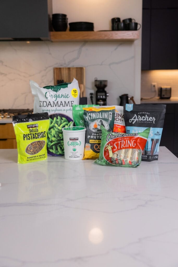 high protein costco foods including frozen, snacks, dairy and lean proteins.