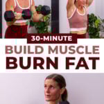 Three exercises from full body dumbbell workout in 30 minutes