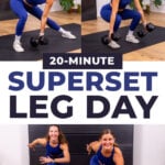 3 exercises from superset leg workout with dumbbells