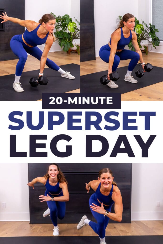 3 exercises from superset leg workout with dumbbells