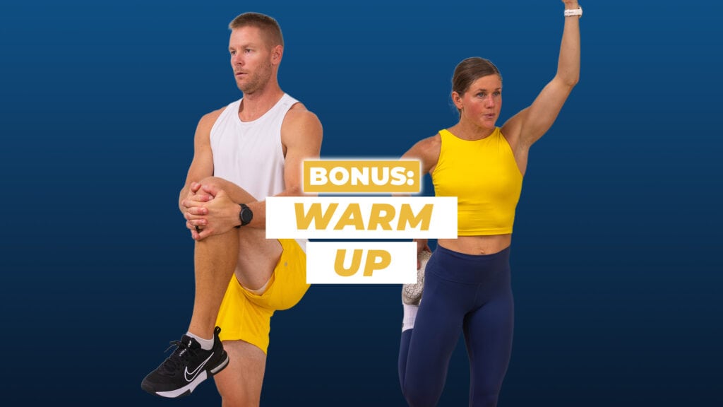 two people performing warm up exercises in a dynamic warm up