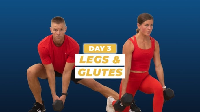 man and woman performing leg exercises as part of athlete 25 day 3: leg and glute workout