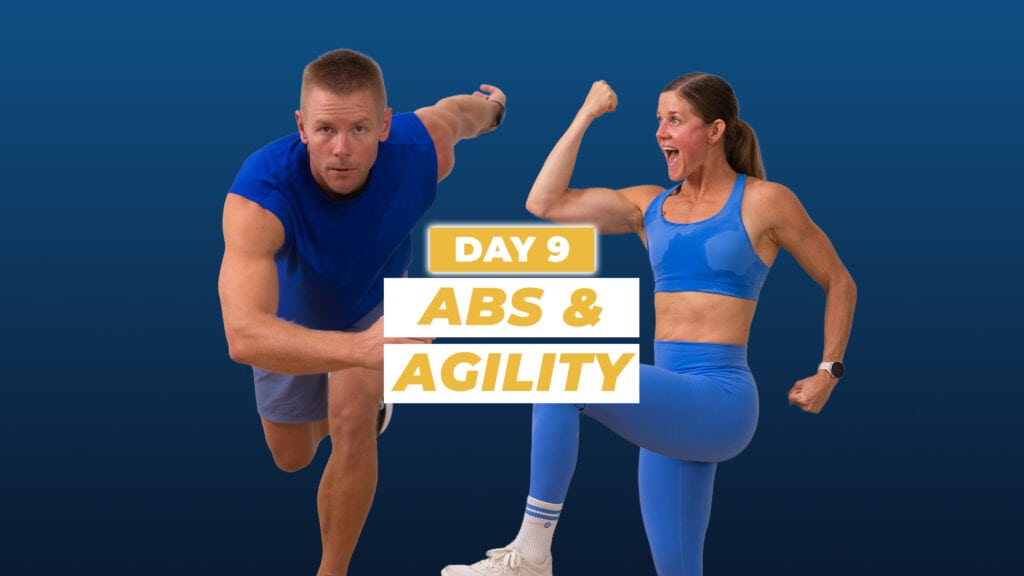man and woman completing hiit cardio abs and agility exercises as part of athlete 25 day 9