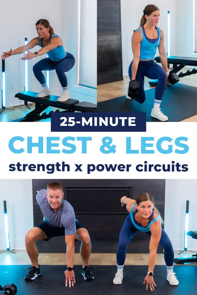 3 exercises from chest and leg workout with dumbbells