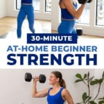 Three exercises from beginner weight training workout at home