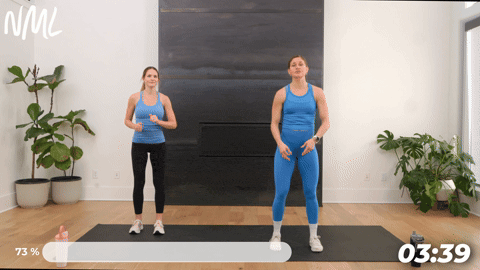 two women performing arm sweeps as part of the best lymphatic drainage exercises