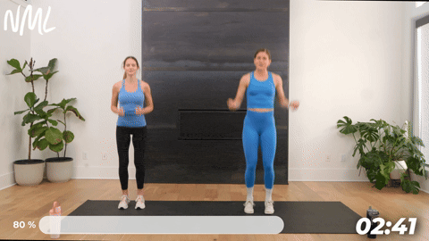 two women performing bodyweight rebounding jumps as part of the best lymphatic drainage exercises