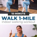 woman marching in place as part of tutorial of how to get steps in at home